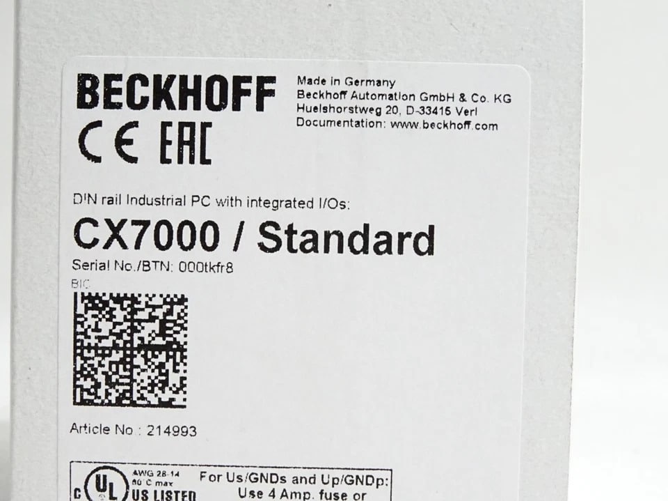 ⚡Beckhoff CX7000 Standard-DIN Rail Industrial PC with int. I/Os - Art.No. 214993 – Bild 6