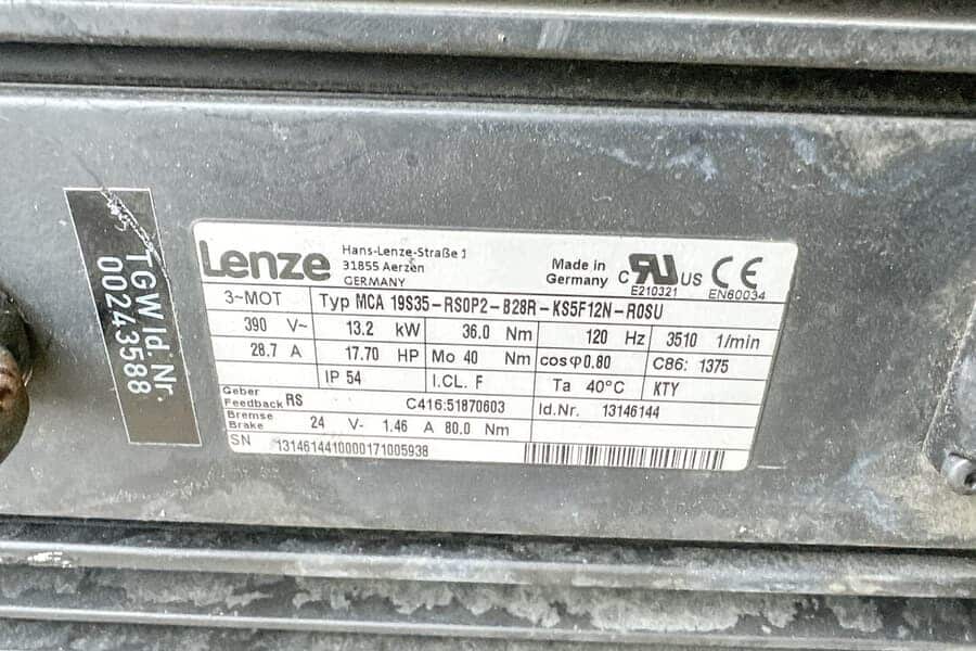 Lenze MCA 19S35 Servomotor 13,2 kW + VOGEL MKSH 8 Getriebe + Lenze A2S130 Lüfter – Bild 5