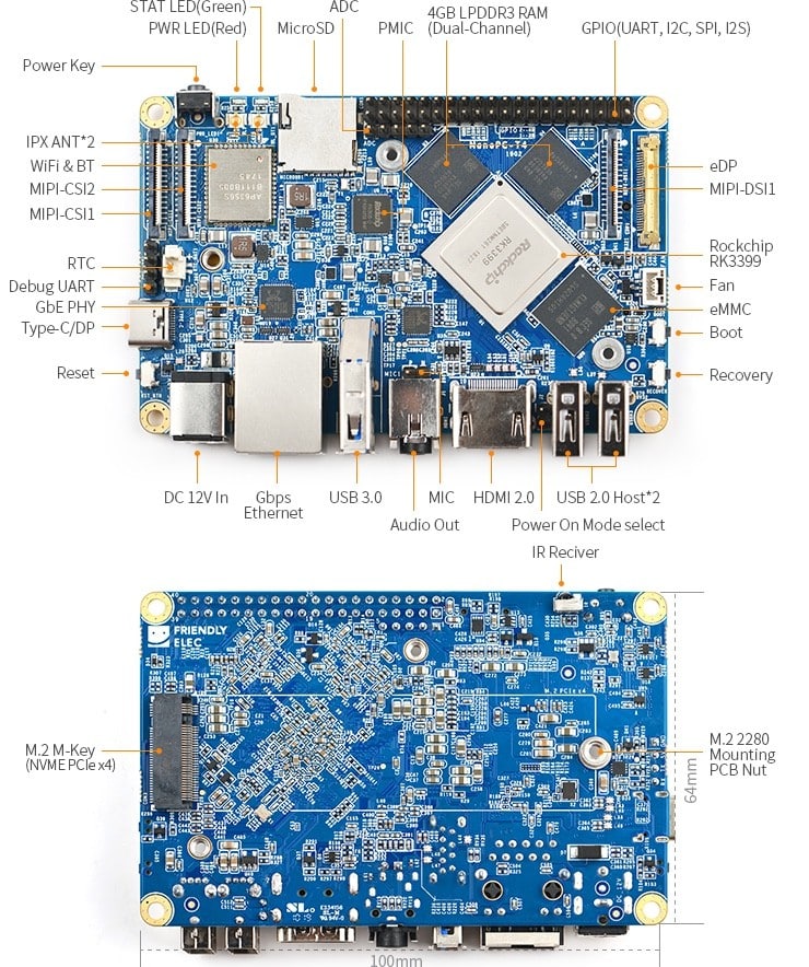 ⛏️ FriendlyElec NanoPC-T4  2Ghz, 4GB RAM für ZENIQ HUB - Krypto Manager -Neu – Bild 5