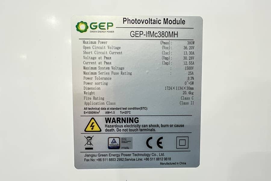 ⚡35x Solarmodul GEP IFMC380MH 380 Wp –Palette 13,3 kWp| Monokristallin -Aktion!⚡ – Bild 5